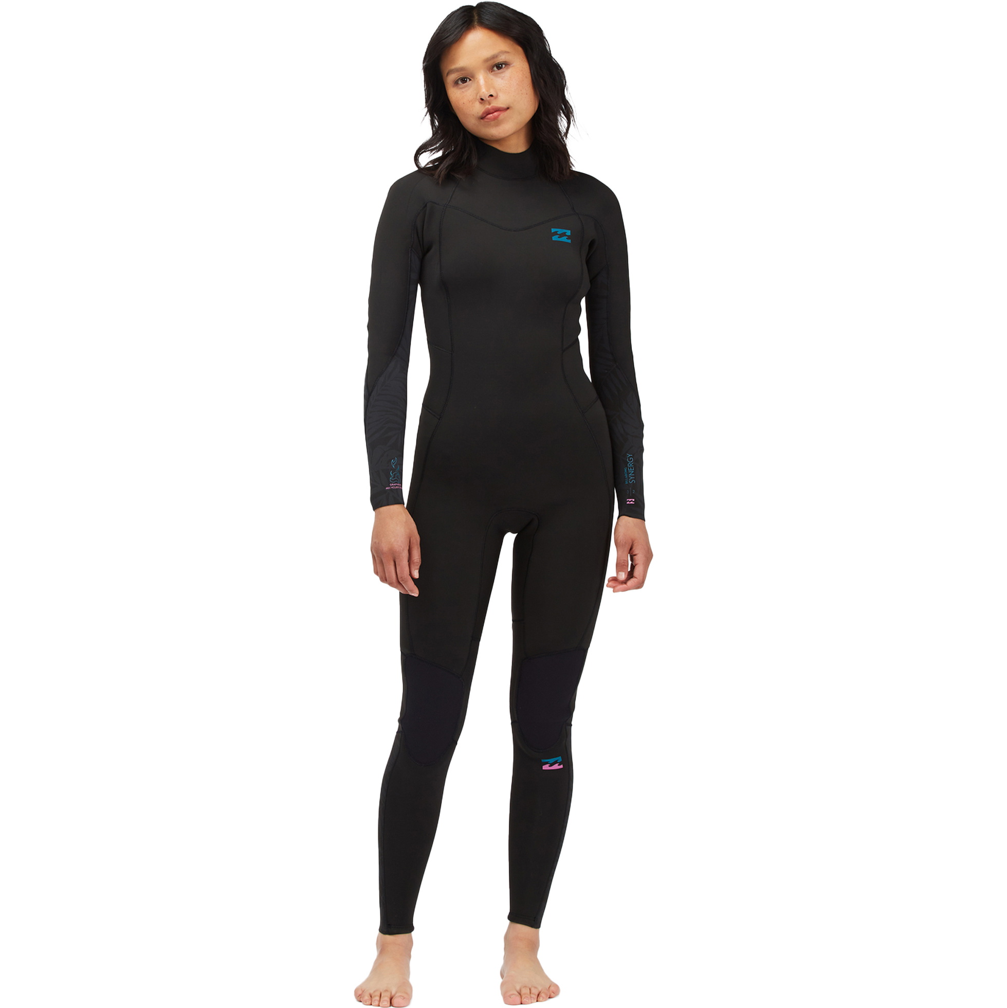 2022 Billabong Womens Synergy 5/4mm Back Zip Wetsuit C45G52 - Black Palms